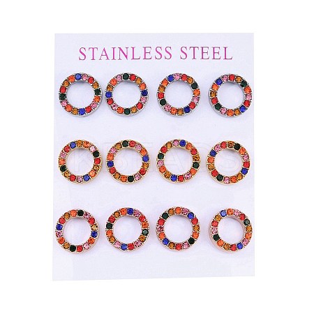 PVD Vacuum Plating 304 Stainless Steel Stud Earrings EJEW-C099-09-01-1