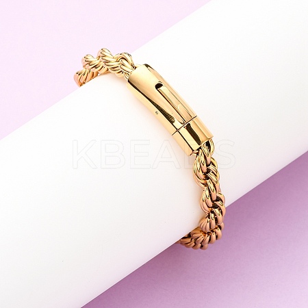 304 Stainless Steel Rope Chain Bracelets for Men Women BJEW-C124-03A-G-1