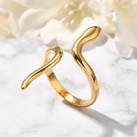 Snake 304 Stainless Steel Open Cuff Rings for Women LS-RJEW-M046-02G-1