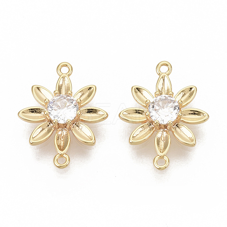 Brass Cubic Zirconia Links connectors X-KK-T050-25G-NF-1