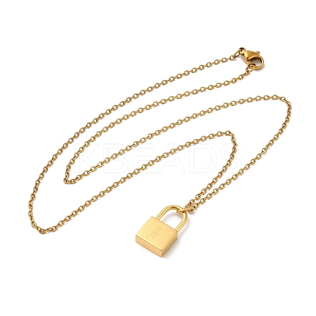 304 Stainless Steel Rolo Chain Pendant Necklaces NJEW-S444-01G-06-1