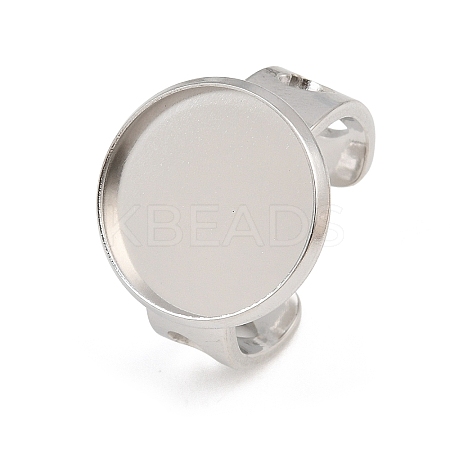 Hollow Heart 304 Stainless Steel Cuff Ring Components SA-CBA82C8-02E-P-1