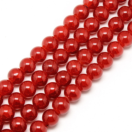 Baking Paint Crackle Glass Beads Strands X-DGLA-Q023-6mm-YS31-1