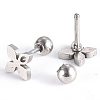 Tarnish Resistant 201 Stainless Steel Flower Barbell Cartilage Earrings EJEW-R147-26-2