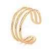 Ion Plating(IP) 304 Stainless Steel Triple Line Open Cuff Ring for Women RJEW-C025-12G-1