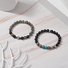 Natural Black Stone & Picasso Jasper & Labradorite & Synthetic Turquois & Non-Magnetic Synthetic Hematite Beaded Stretch Bracelets Sets for Women BJEW-JB09279-2