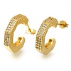Rack Plating C-Shaped Brass Pave Clear Cubic Zirconia Stud Earrings EJEW-I310-08G-1