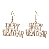 Word Happy New Year Alloy Dangle Earrings for Women EJEW-JE06155-1