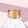 304 Stainless Steel Rhinestone Saint Benedict Open Cuff Rings LS-RJEW-M069-01G-1