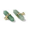 Natural Green Aventurine Double Terminal Pointed Pendants G-NH0001-15G-04-2