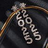 Brass Rhinestone Stud Earrings EJEW-Q012-02G-1