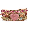 Bohemia Style Heart Natural Rhodochrosite & Shoushan Beads Multi-strand Bracelets FS-WGBC1C4-02-1