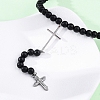 Adjustable Stainless Steel Double Cross Pendant Necklaces NJEW-F336-02P-3