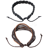 2Pcs 2 Styles Adjustable Cowhide Leather Cord Braided Bracelets BJEW-CL0001-16-7