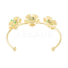 Alloy Flower with Imitation Pearl Beaded Open Cuff Bangle for Women BJEW-D054-02G-02-2