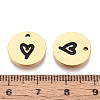 304 Stainless Steel & Enamel Flat Round with Heart Pendants STAS-T073-11G-3