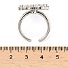 Flower Brass Micro Pave Cubic Zirconia Cuff Rings for Women RJEW-A069-14P-03-5