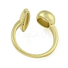 Round & Horse Eye Brass Micro Pave Clear Cubic Zirconia Open Cuff Rings RJEW-Z046-03G-3