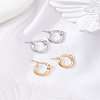 12 Pairs 2 Colors Stainless Steel Hoop Earrings for Women EJEW-LP0001-82-3