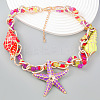 Beach Ocean Style Alloy Enamel Pendant Necklaces for Women NJEW-K384-01-1