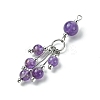 Natural Amethyst Round Tassel Big Pendants PALLOY-JF03281-05-3