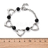 201 Stainless Steel Heart Link Chain Bracelets BJEW-B078-177P-01-3