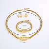 Stainless Steel Cubic Zirconia Oval Bracelets & Earrings & Necklaces Sets PU5171-2-2