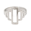 Non-Tarnish Hollow Rectangle 304 Stainless Steel Adjustable Rings for Women LS-RJEW-N048-01P-2