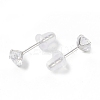 Rhodium Plated Diamond Shape 999 Fine Silver Cubic Zirconia Stud Earrings for Women LS-EJEW-S215-06P-3
