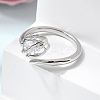 Brass Micro Pave Cubic Zirconia Cuff Open Rings for Women RJEW-L343-01P-02-3