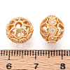 925 Sterling Silver Micro Pave Clear Cubic Zirconia Hollow Beads STER-T008-38G-3