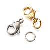 PVD Vacuum Plating 304 Stainless Steel Lobster Claw Clasps and 304 Stainless Steel Jump Rings STAS-YS0001-06-5