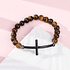 Round Natural Tiger Eye Bead Stretch Bracelets BJEW-F493-08EB-01-1