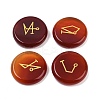 4Pcs 4 Styles Natural Carnelian Flat Round with Angels Symbol Display Decorations G-R007-01A-1