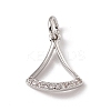 Brass Micro Pave Clear Cubic Zirconia Ginkgo Leaf Charms ZIRC-F132-85P-1