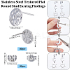 80Pcs 201 Stainless Steel Textured Flat Round Stud Earring Findings STAS-SC0008-50-2
