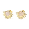 Natural Rose Quartz Stud Earrings EJEW-K288-01G-09-1