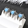 Natural & Synthetic Mixed Gemstone Wings Adjustable Rings RJEW-K241-04AS-2