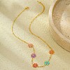 304 Stainless Seel Enamel Daisy Flower Link Chain Necklaces for Women NJEW-D303-01G-2