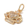 Brass Micro Pave Cubic Zirconia Charms KK-C133-03B-G-2