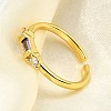 Brass Micro Pave Cubic Zirconia Cuff Rings for Women RJEW-H247-22G-1