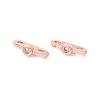 Rack Plating Brass Pave Clear Cubic Zirconia Connector Charms KK-G433-04RG-2