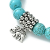 Dyed Synthetic Howlite Elephant Stretch Bracelets BJEW-JB01338-5