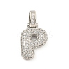 Brass Micro Pave Clear Cubic Zirconia Pendants KK-B099-01P-P-1
