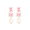 Glass Square Stud Earrings UK2895-4-1