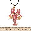 Alloy Enamel Lobster Pendant Waxed Cord Necklaces NJEW-P335-01G-3