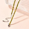 Faceted Rondelle Natural Peridot Beaded Necklaces for Women NJEW-M048-03-2