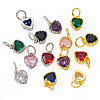 14Pcs 14 Colors Brass Pave Cubic Zirconia Pendants KK-TA0002-08-3