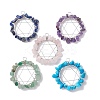 5Pcs 5 Styles Natural & Synthetic Mixed Gemstone Chip Copper Wire Wrapped Pendants PALLOY-JF02549-02S-1