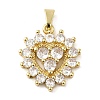 Rack Plating Brass Micro Pave Cubic Zirconia Pendants KK-P241-36G-1